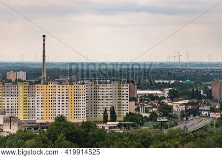 Bratislava. Slovakia. May 2019. Industrial Bratislava In Spring. Old Panel Construction, A Dirty Chp