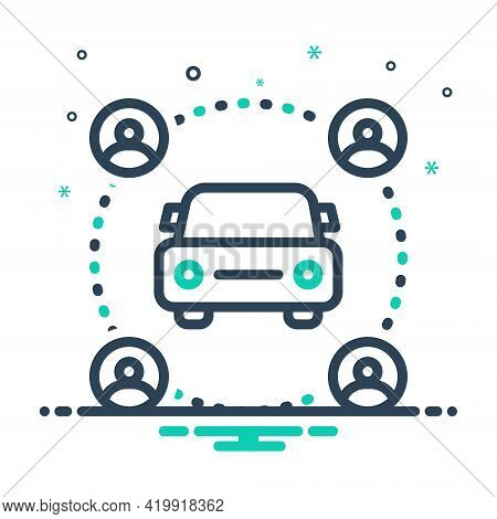 Mix Icon For Carsharing  Ride  Pooling Carpooling Car Transportation Vehicle Sharing