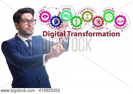 Businessman in digital transformation concept