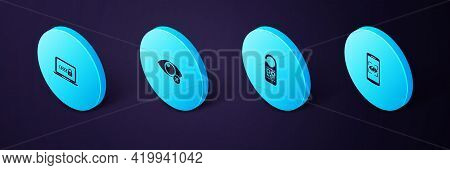 Set Isometric Mobile And Eye Scan, Please Do Not Disturb, Invisible Or Hide And Laptop With Password