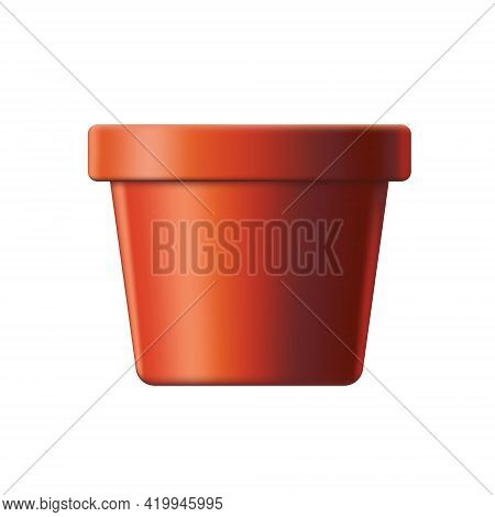Clay Flower Pot. Ordinary & Clean. Vector Illustration. Isolated Background.