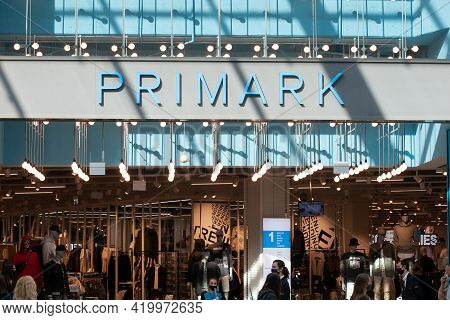 Poland, Poznan - May 08, 2021: Entrance To The Primark Store In Shopping Centre