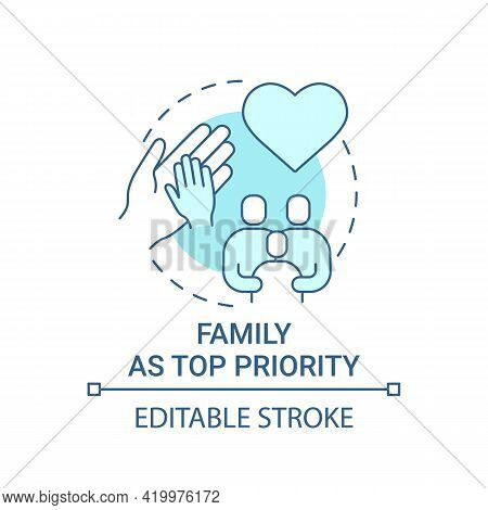 Family As Top Priority Concept Icon. Personal Value Idea Thin Line Illustration. Parents, Siblings. 