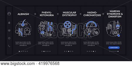 Different Genetic Disorders Onboarding Vector Template. Responsive Mobile Website With Icons. Web Pa