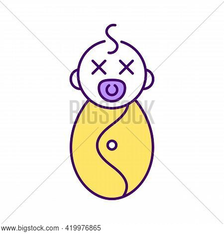 Postnatal Mortality Rgb Color Icon. Dead Infant. Postpartum Death. Newborn Child With Genetic Disord