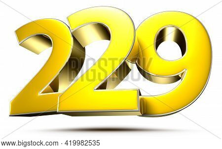 229 Gold 3D Illustration On White Background With Clipping Path.