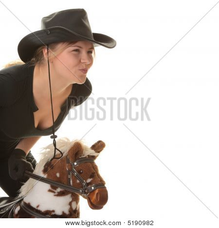 Cowgirl (jockey) Race On Hobbyhorse