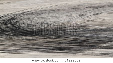 Tire Marks On Road Track