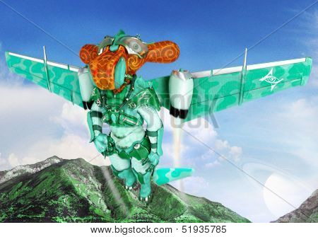 Aliens are a khaki-colored flying on the wings