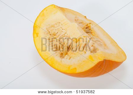 Fresh orange pumpkin isolated on white background