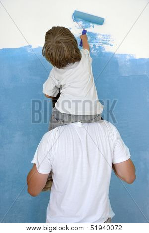 father and son paint room