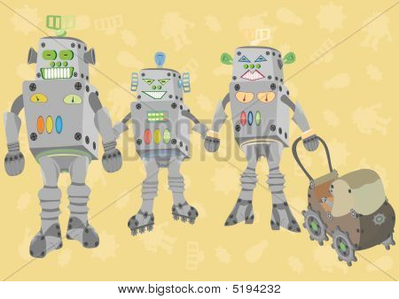 Szczęśliwa rodzina roboty