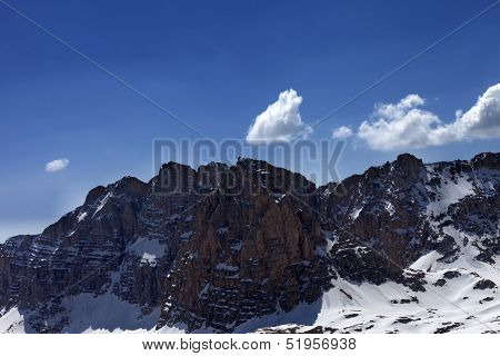 Snowy Rocks In Nice Day