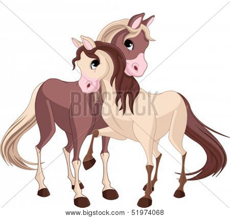A pair of beautiful horses full of love