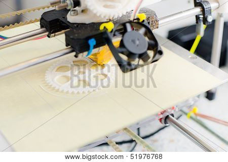 Electronic 3D Plastic Printer During Work In School Laboratory