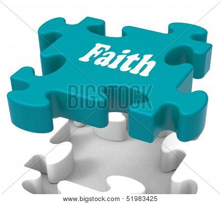 Faith Jigsaw Shows Believing Religious Belief Or Trust