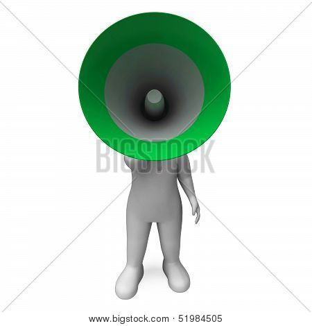 Loud Hailer Character Shows Broadcasting Explaining And Megaphone