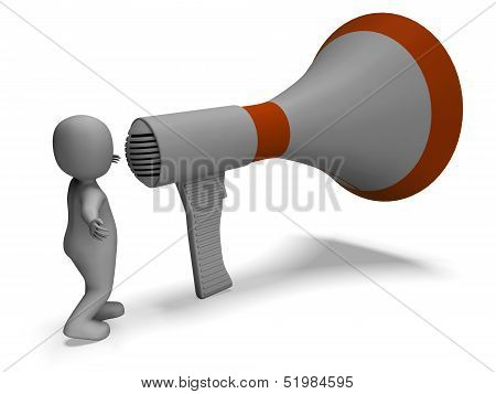 Loud Hailer Character Shows Announcing Explaining And Megaphone