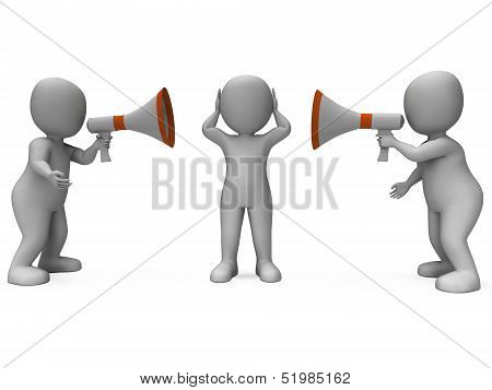Loud Hailer Characters Show Megaphone Attention Explaining And Bullying