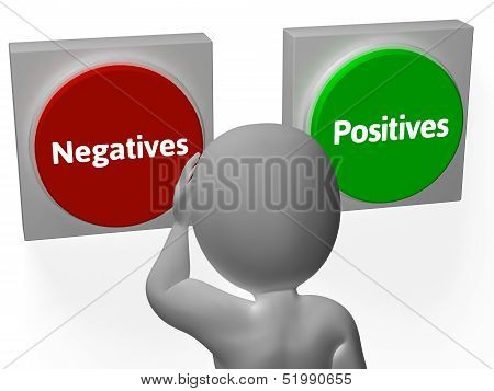 Negatives Positives Buttons Show Minuses And Plusses