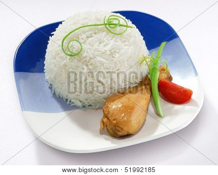 Plain Rice & Chicken Leg Piece