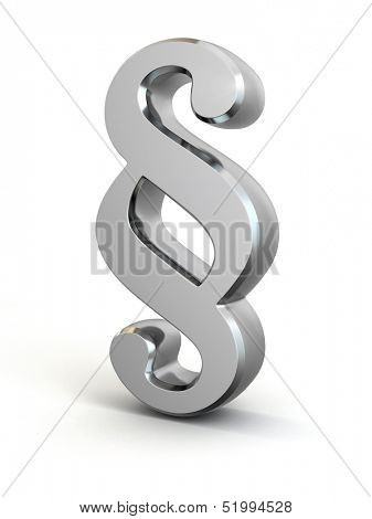 Paragraph sign symbol on white isolated background. 3d