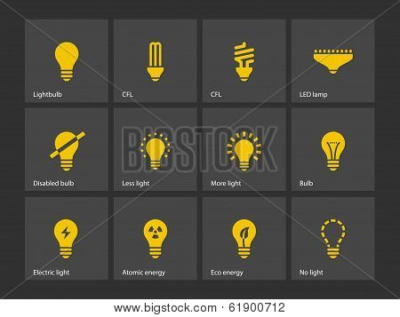Light bulb and CFL lamp icons.