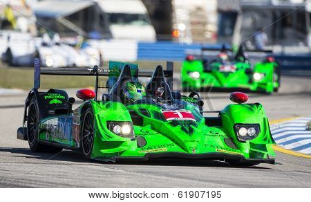 Sebring, FL - Mar 13, 2014:  The Extreme Speed Motorsports HPD ARX-03b takes to the track for a practice session for the 12 Hours of Sebring at Sebring International Raceway in Sebring, FL.