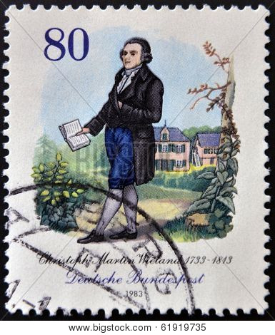 GERMANY - CIRCA 1983: A stamp printed in Germany shows Christoph Martin Wieland circa 1983