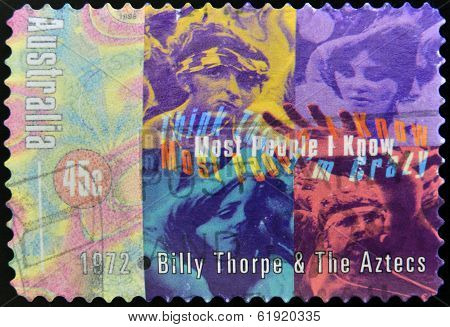 Stamp printed in Australia dedicated to Billy Thorpe & the Aztecs Most People I Know