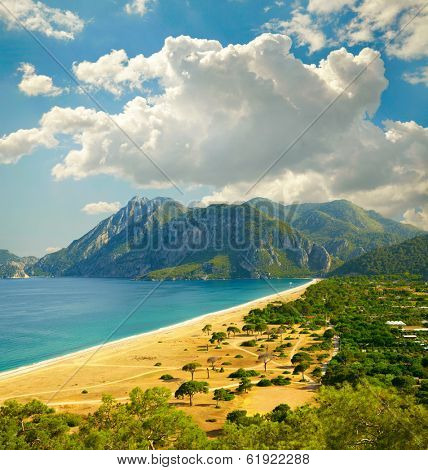 Beach at Mediterranean sea. Cirali, Turkey