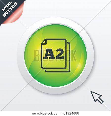 Paper size A2 standard icon. Document symbol.