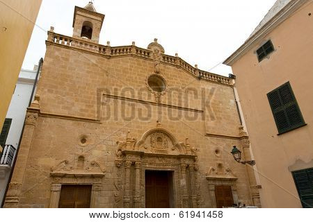 Menorca El Roser church in Ciutadella downtown at Balearic islands