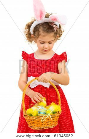 Lovely Girl Checking Easter Eggs