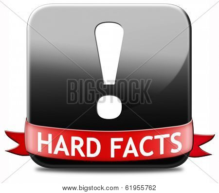 hard facts or proof, scientific proven fact button or icon