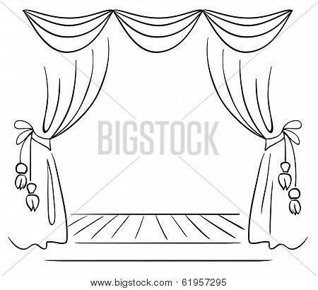 Theater stage vector sketch
