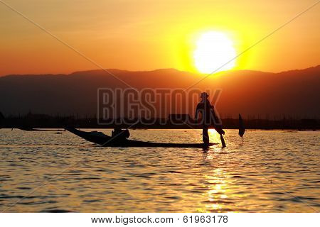 Fisherman Catches Fish For Food