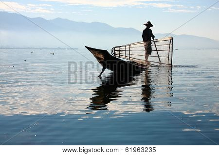Fisherman Catches Fish For Food