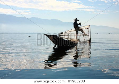 Fisherman Catches Fish For Food