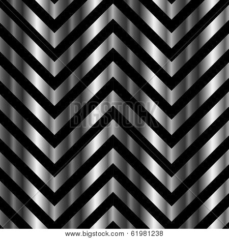 Optical illusion with metal bars and zig zag lines