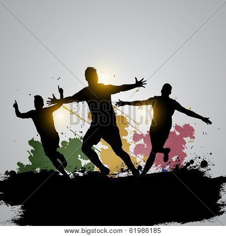Grunge soccer players celebrating the victory