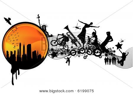 都市の景観背景