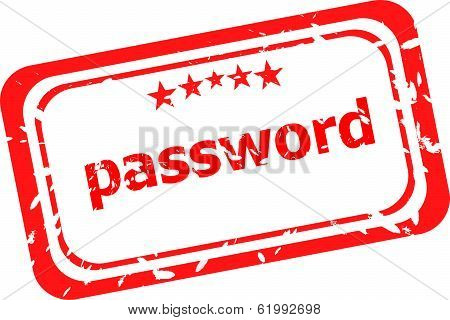 Password Red Rubber Stamp Over A White Background