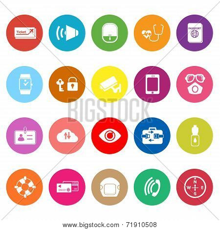 Passenger Security Flat Icons On White Background