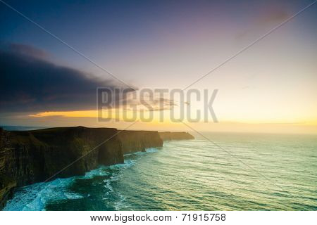 Cliffs Of Moher At Sunset In Co. Clare Ireland Europe.