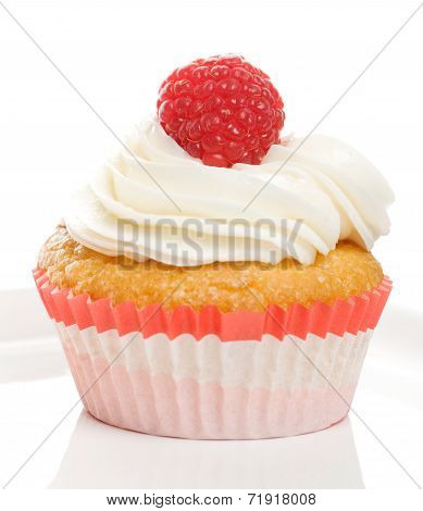 Raspberry and cream cupcake