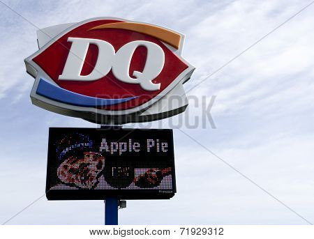Dairy Queen Sign On A Post Outdoors