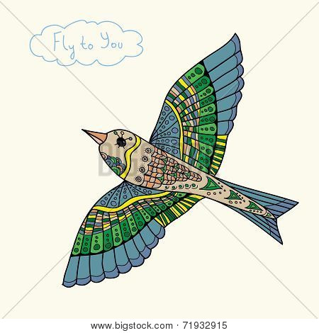 Abstract Bird Fly in color