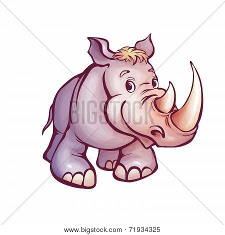 Vector illustration of rhino in cartoon style