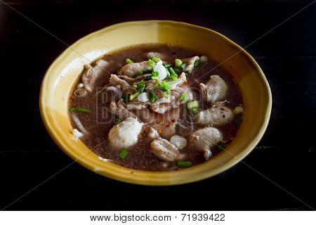 Noodles With Pork And Pork Balls With Soup Thai Style. Thai Peop
